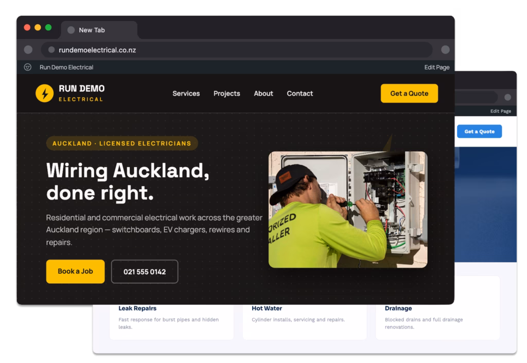 Electrician wiring switchboard on Auckland electrical website